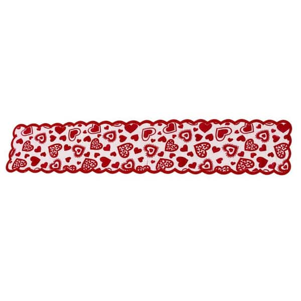 13 in. W x 72 in. LInch Red Lace Table Runner for Wedding Party, Valentines Decorations