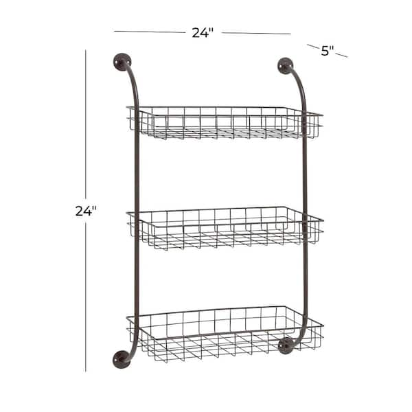 Black Metal Wire Bathroom Floating Shelves, Decorative Wall Shadow