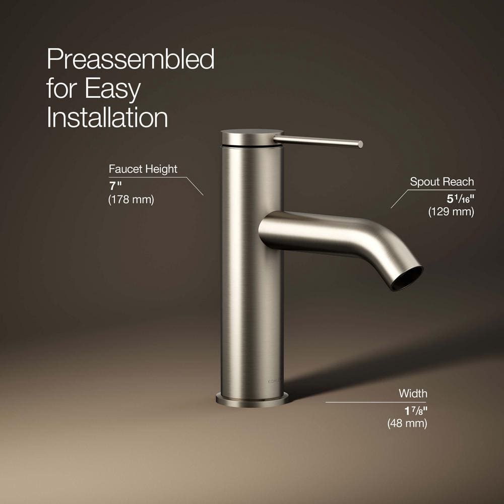 Components Brushed Nickel Single-Handle Low-Arc Bathroom Faucet