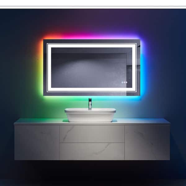 UPIKER Artistic 40 in. W x 32 in. H Large Rectangular Frameless Anti-Fog Wall Mount Bathroom Vanity Mirror in Silver