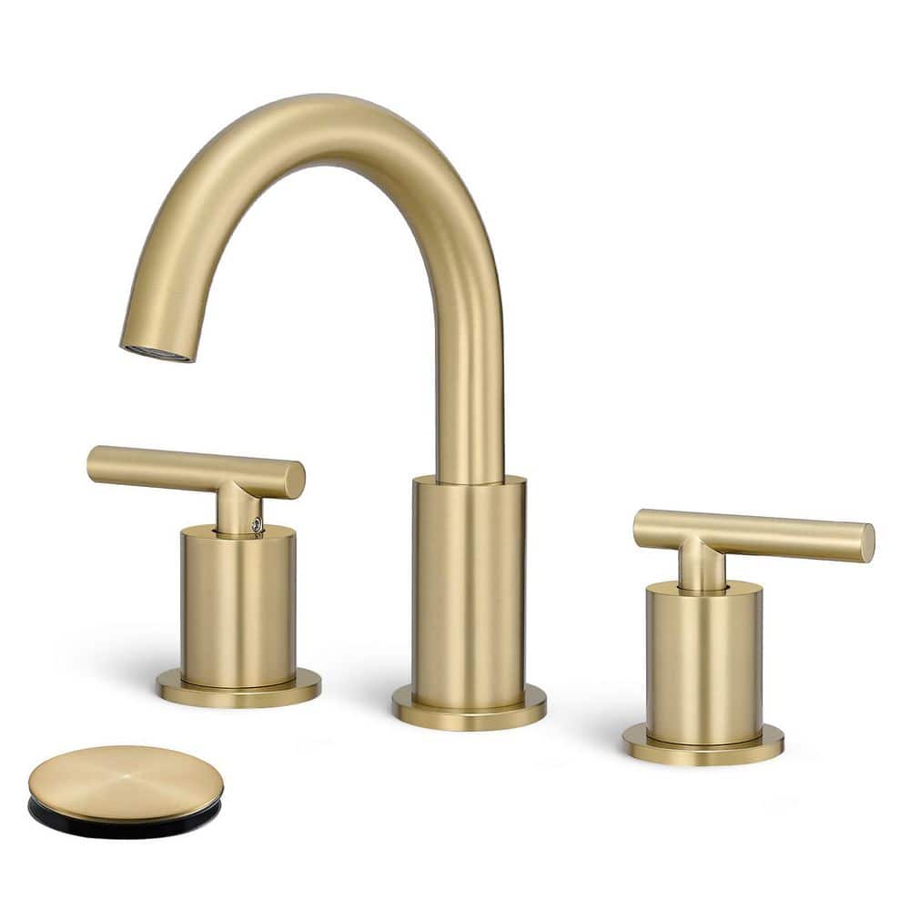 8 in. Widespread Double Handles Bathroom Faucet with Pop-Up Drain in Brushed Gold price history on PriceWatchPro