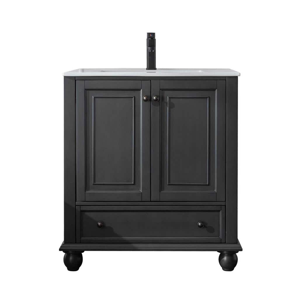 30 in. W. x 18.2 in. D x 34 in. H Single Sink Freestanding Gray Bath Vanity with White Advanced Composite Resin Top price history on PriceWatchPro