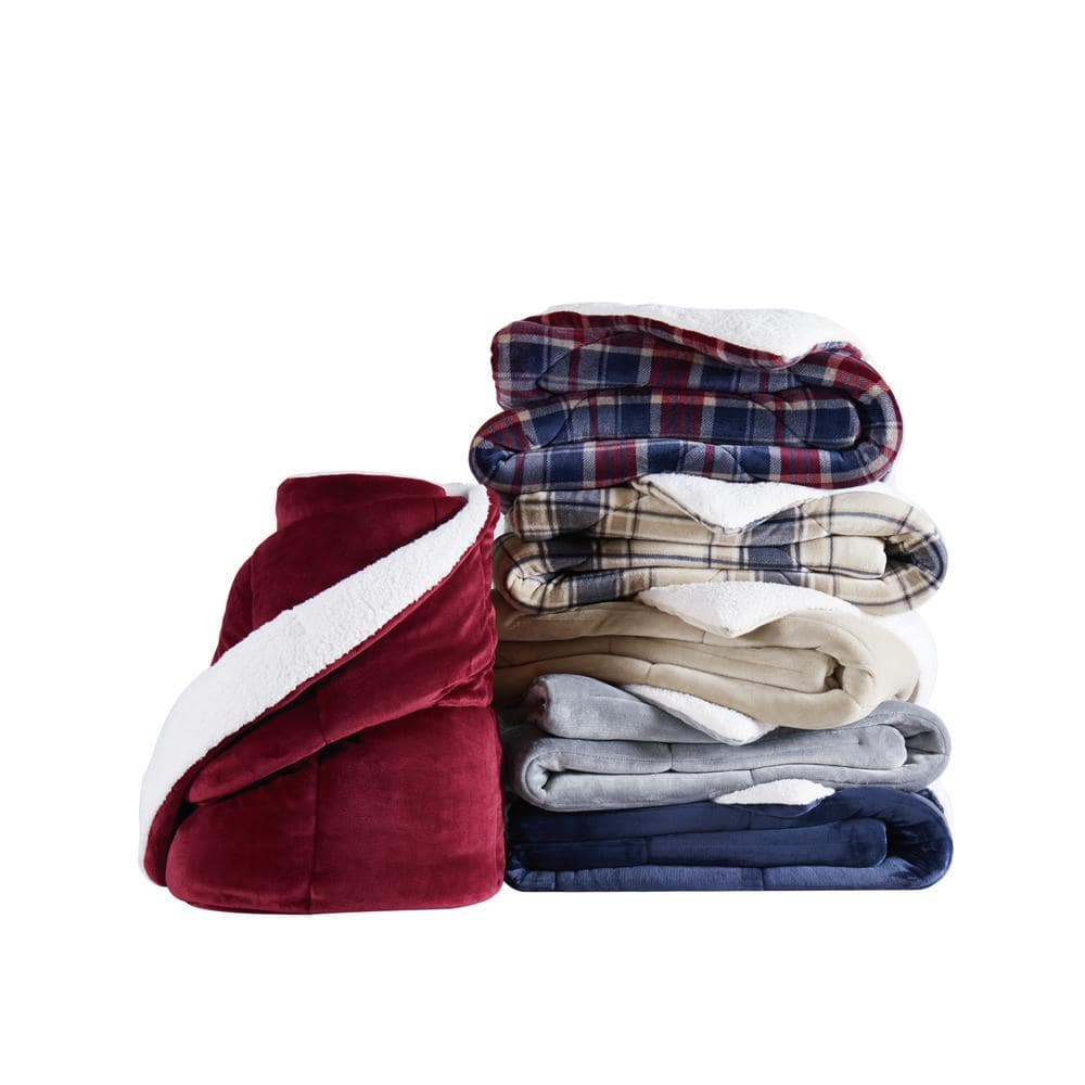 King Blue and Red Reversible Down Alternative Comforter Set