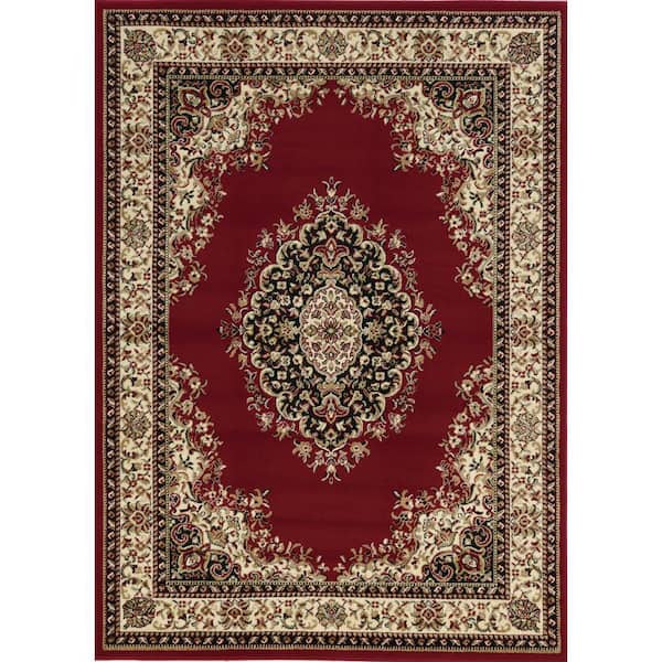 Como Red 5 ft. x 8 ft. Traditional Oriental Medallion Area Rug