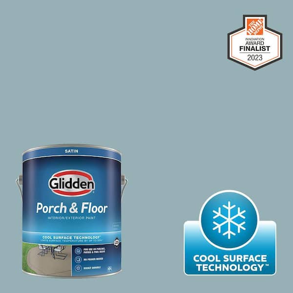 Glidden Porch and Floor 1 gal. PPG1149-4 Mountain Stream Satin Interior/Exterior Porch and Floor Paint with Cool Surface Technology