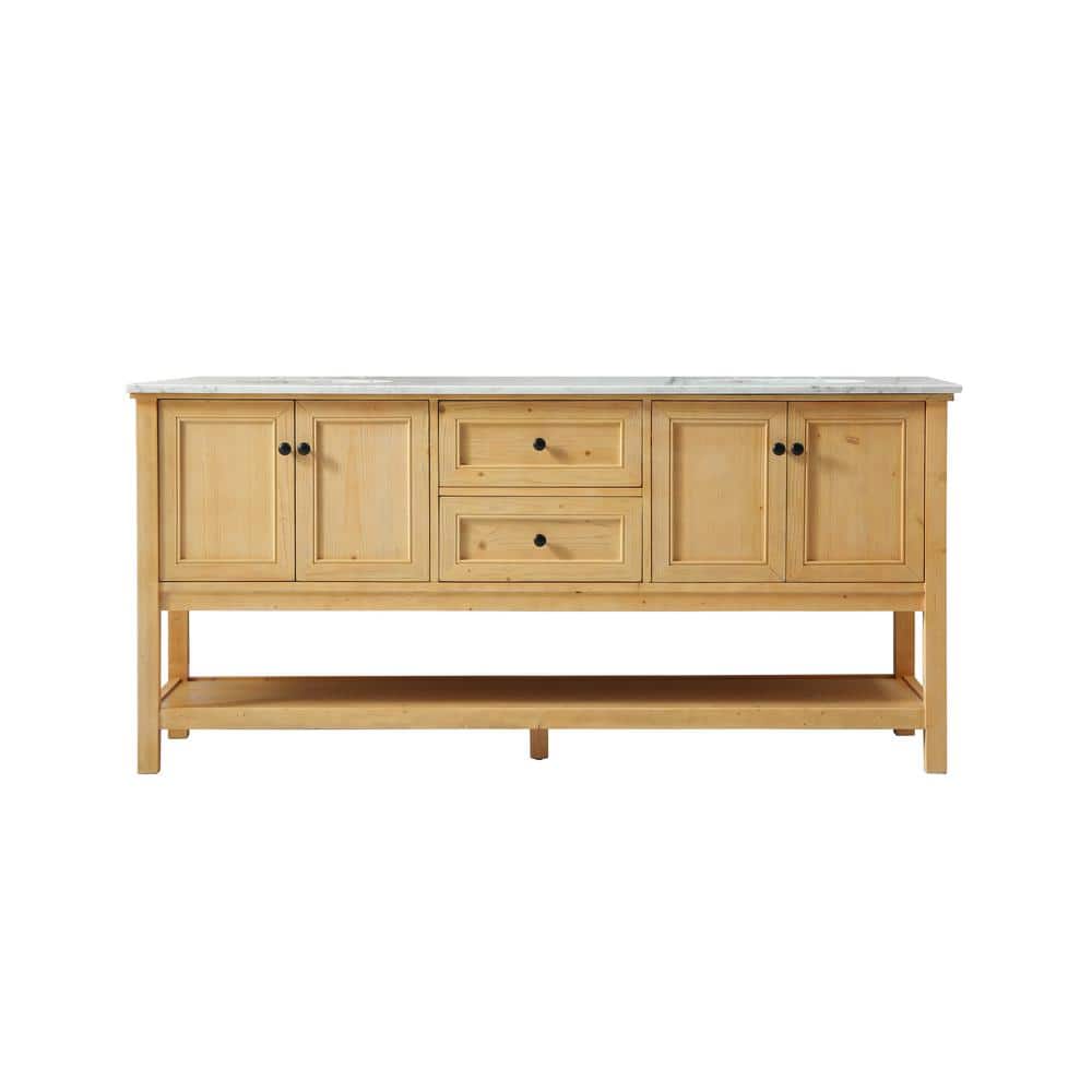Timeless Home 72 in. W x 22 in. D x 34 in. H Double Bathroom Vanity in Natu