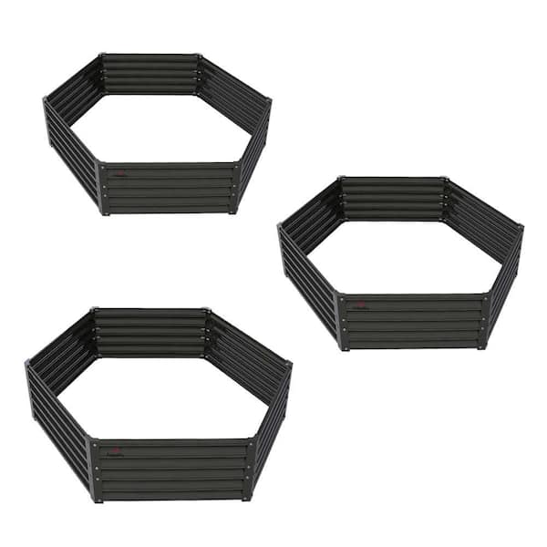 70 in. x 60 in. x 18 in. Grey Outdoor Metal Raised Garden Bed Layout for Vegetables (3 Pack)
