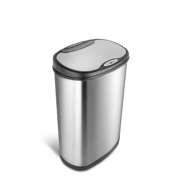 Mainstays Stainless Steel Motion Sensor Trash Can, White, 13.2 gal