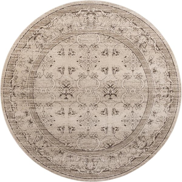 Unique Loom La Jolla Botanica Ivory 12' 2 x 12' 2 Round Rug 3121535 ...