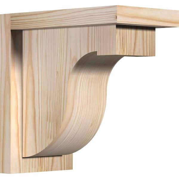 Ekena Millwork 5-1/2 in. x 10 in. x 10 in. Douglas Fir Del Monte Smooth Corbel with Backplate