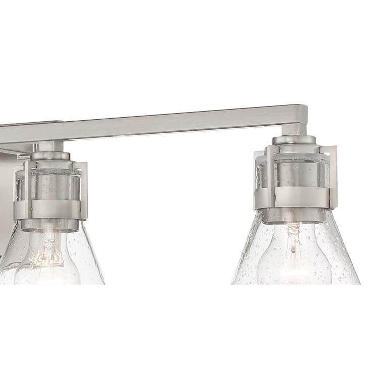 Brushed Nickel 4-Light Dimmable Vanity with Clear Seeded Glass Shades