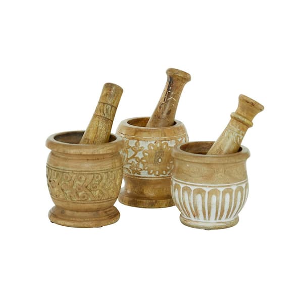 Wooden Mortar & Pestle Set –