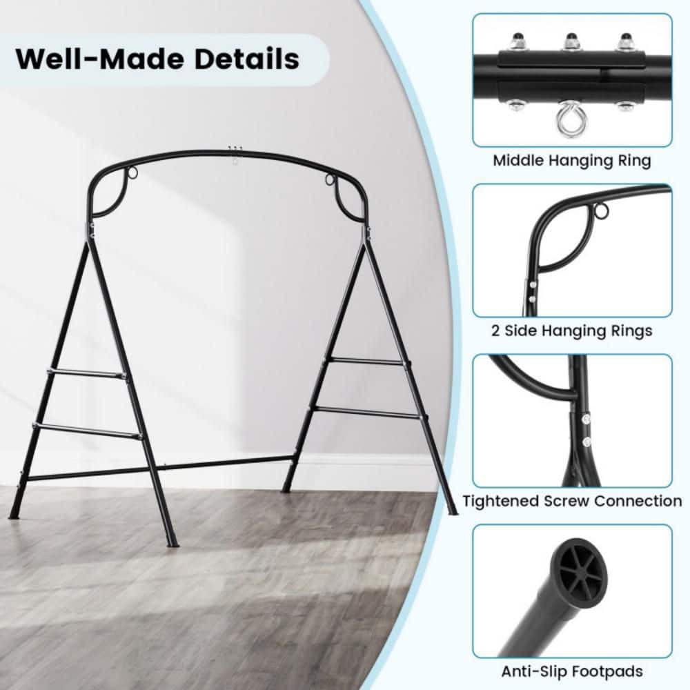 Black Heavy-Duty Metal Swing Stand with Reinforced Crossbars