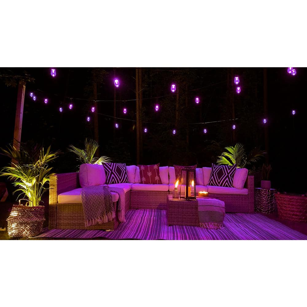 Outdoor/Indoor 36 ft. Plug-in S14 LED Smart String Light Kit with 18 Shatte