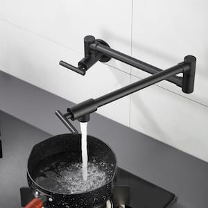 360° Rotation Wall Mounted Pot Filler with Handle in Black