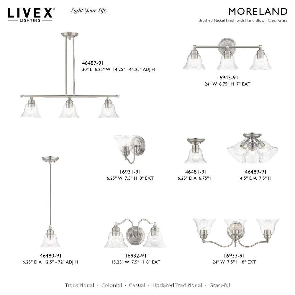 Brushed Nickel Small Semi-Flush Mount with Glass Shade