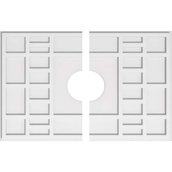 Ekena Millwork 38 in. W x 25-3/8 in. H x 7 in. ID x 1 in. P Beaux Architectural Grade PVC Contemporary Ceiling Medallion (2-Piece)