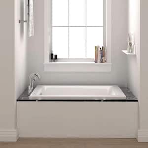 72 in. W. x 36 in. Acrylic Rectangular Soaking Drop-in Bathtub with reversible Drain in White Brass Trip Lever Included