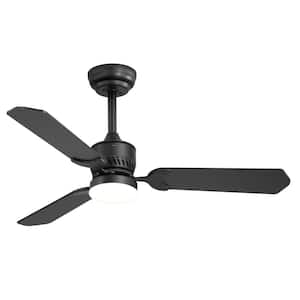 Asiah 42 in. Indoor Integrated LED Small Downrod Black Standard Ceiling Fan with Light and Remote Control Included