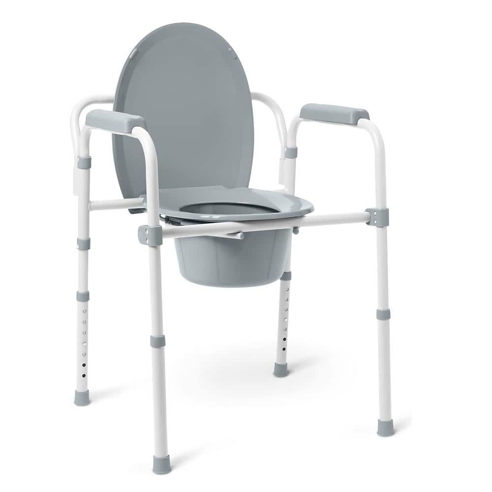 19 in. x 24.5 in. Sturdy Folding Frame Elongated Toilet Seat with 350 lb. W