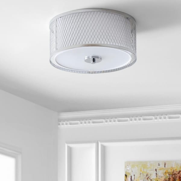 Braydon 12 in. 2-Light Chrome/White Flush Mount