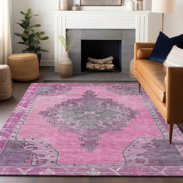 Chantille Machine Washable Indoor/Outdoor Abstract ACN1731 Pink 8 ft. x 10 ft. Area Rug
