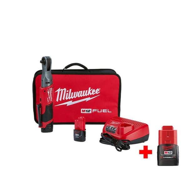 Milwaukee M12 FUEL 12V Lithium-Ion Brushless Cordless 3/8 in. Ratchet Kit With M12 2.0Ah Battery
