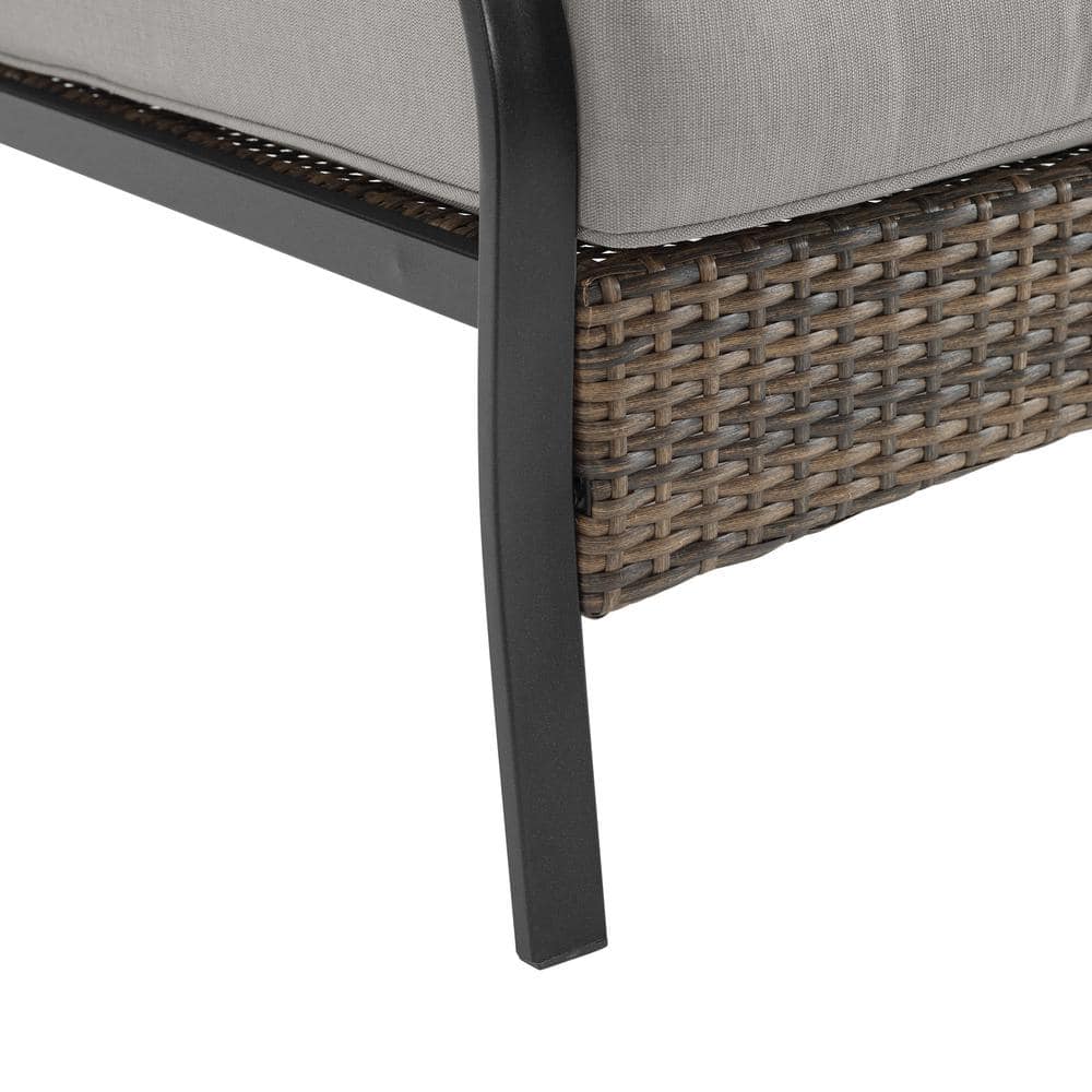 Dahlia 2-Piece Taupe and Matte Black Metal Armchair Set with Cushions
