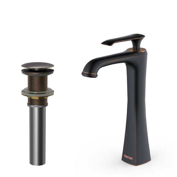 Woodburn Single Handle Single Hole Vessel Bathroom Faucet with Matching Pop-Up Drain in Oil Rubbed Bronze