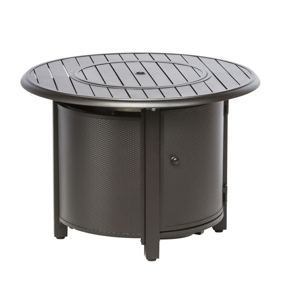 Black 36" Round Aluminum Gas Fire Pit Table