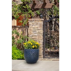 18 in. Blue Preston Ceramic Planter Decorative Pot