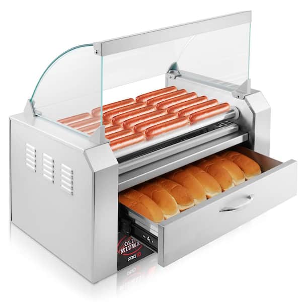 Olde Midway 18 Hot Dog Silver Stainless Steel Electric 5 Roller