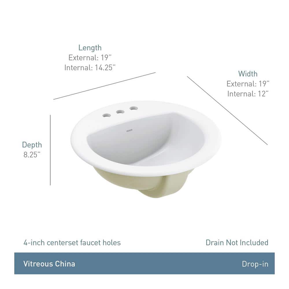 White Ceramic Round Drop-In Bathroom Sink with Gloss Finish