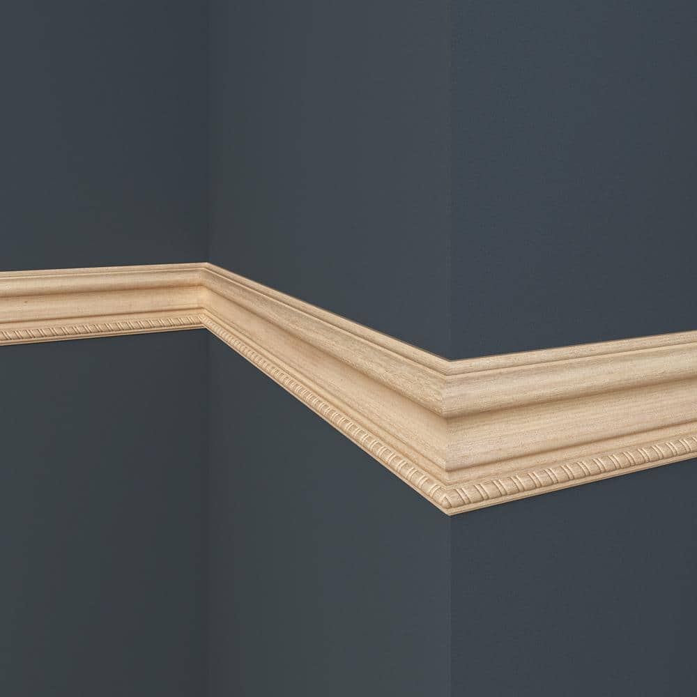 96'' Unfinished Natural White Hardwood Rope Chair Rail Moulding