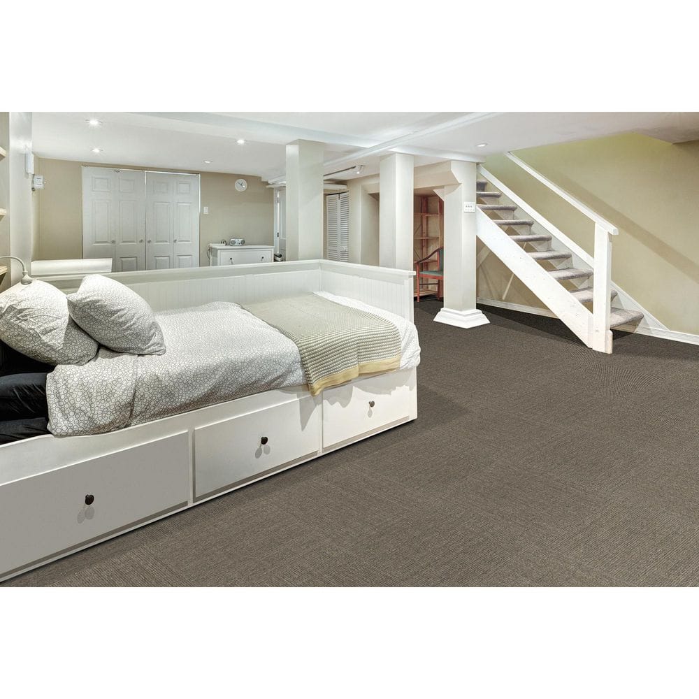 Neutral 24" x 24" Textured Loop Carpet Tile with PET Fiber