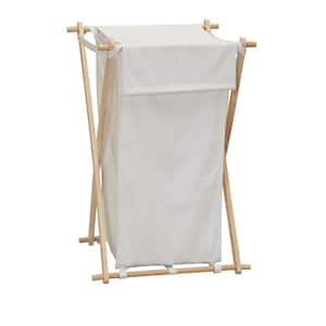 X-Frame Wood Laundry Hamper Folding Wood Frame with Washable Poly-Cotton Bag