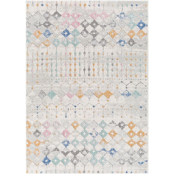Livabliss Lagos Light Grey/Multicolor Global 7 ft. x 9 ft. Indoor Area Rug