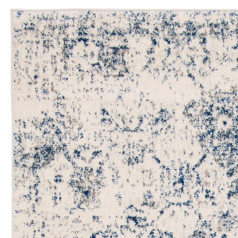 Reversible Blue Synthetic Rectangular Area Rug, 5'1" x 7'6"