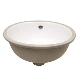 16 in. Oval Undermount Vessel Bathroom Sink in White Ceramic with Overflow