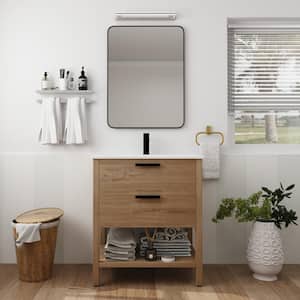 High Qquality 30 in. W x 18.3 in. D x 33.5 in. H Freestanding Bath Vanity in Imitative Oak with White Ceramic Top