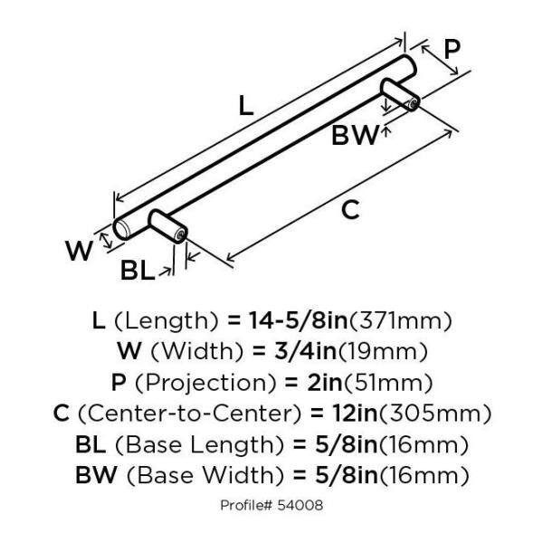 14-5/8 Inch Stainless Steel Modern Bar Pull