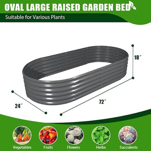 72 in. x 24 in. x 18 in. Grey Outdoor Galvanized Steel Raised