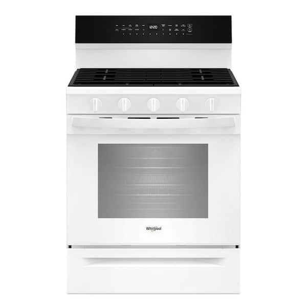 30 in. 5-Burners Freestanding Gas Smart Range in White with Air Cooking Technology