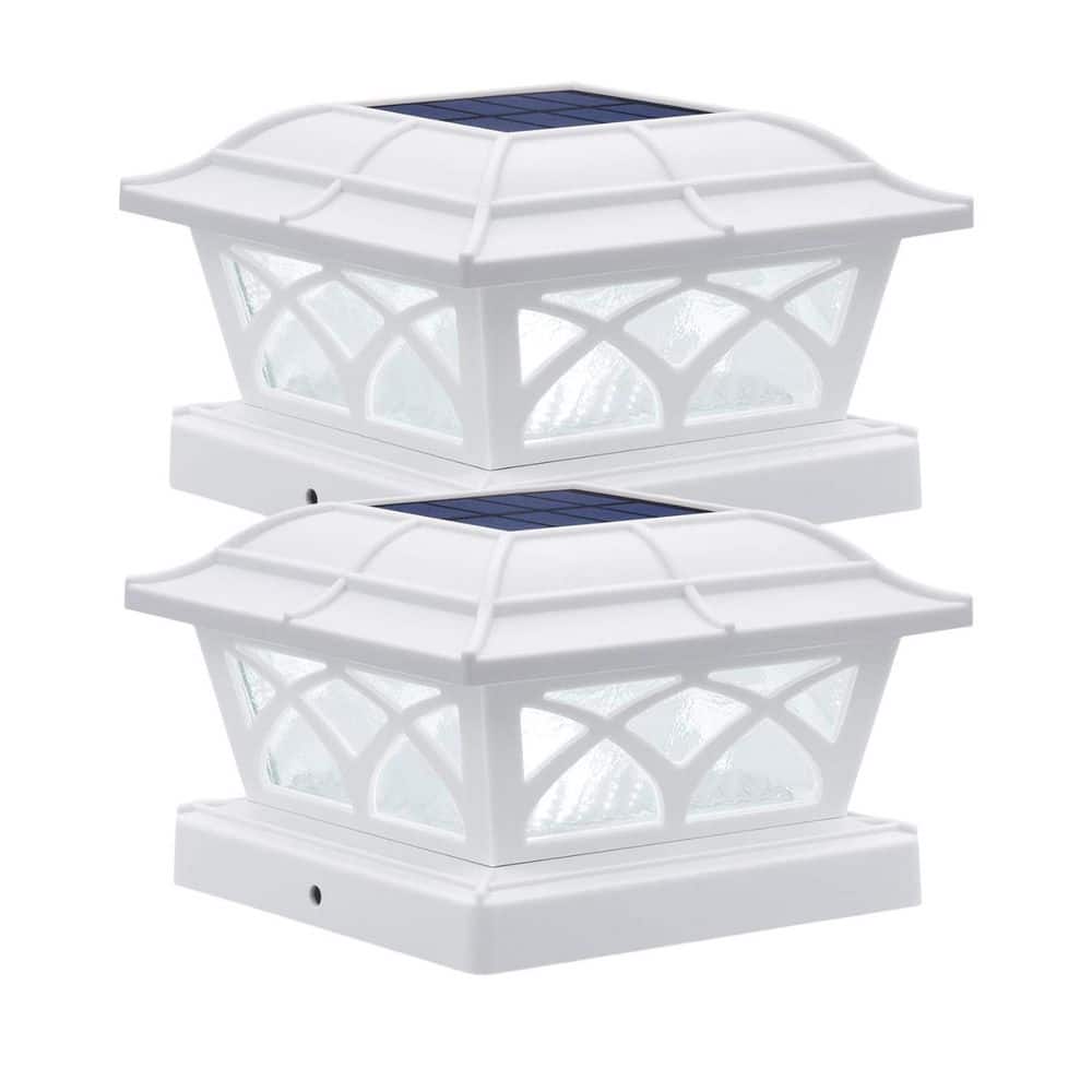 2-Modes Solar Post Cap Lights Glass 8-LEDs for 4x4 5x5 6x6 Posts Fence Deck Patio Decoration White 2-Pack price history on PriceWatchPro