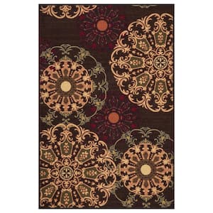 House Collection Non-Slip Rubberback Boho Design 3x5 Indoor Area Rug, 3 ft. 3 in. x 5 ft., Brown