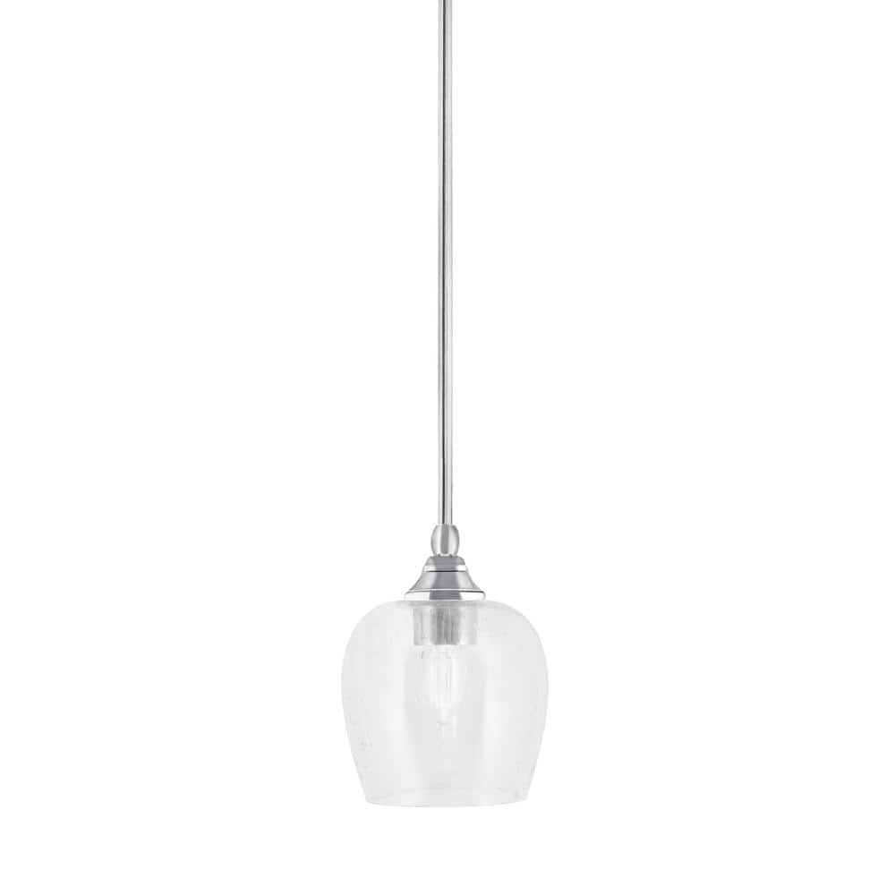 Sparta 100-Watt 1-Light Chrome Shaded Pendant Light Mini Pendant with Clear
