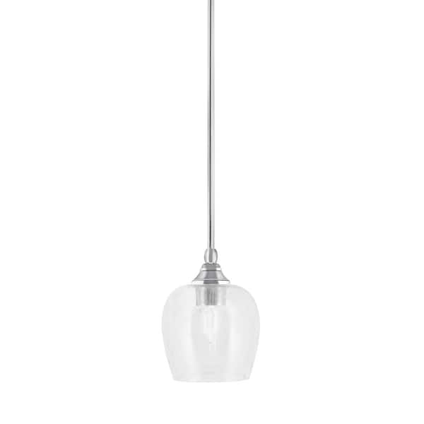 Unbranded Sparta 100-Watt 1-Light Chrome Shaded Pendant Light Mini Pendant with Clear Bubble Glass and No Bulb Included