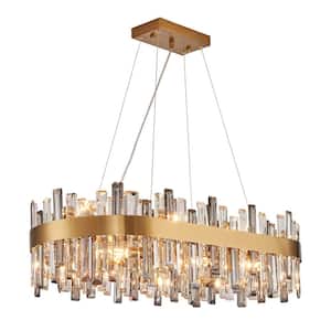 Luxury 16-Light Gold Modern Oval Crystal Chandelier for Dining Room Living Room