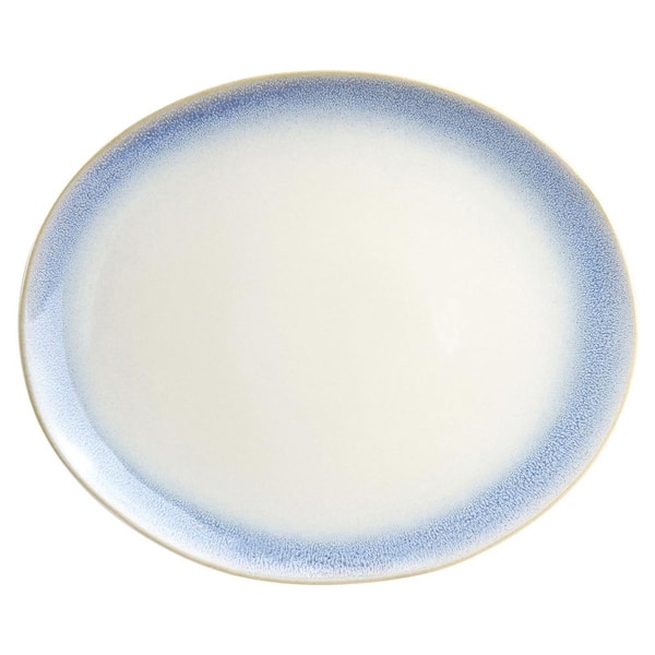 MARTHA STEWART 11.5in. Blue Reactive Glaze Stoneware Oval Serving Platter