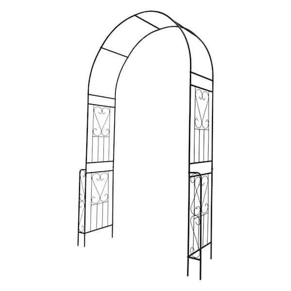 Unbranded 94.5 in. x 55 in. Outdoor Metal Garden Arch Arbor with Durable Steel Frame and Easy Assembly for Climbing Plants, Black